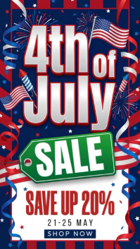 White Joyful 4th of July Sale Instagram Story Video template
