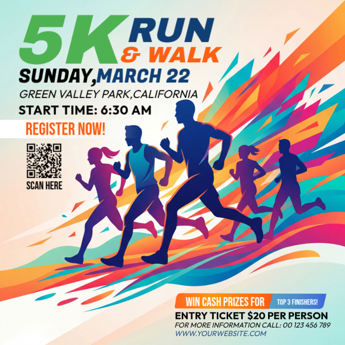 Copy of White Joyful 5K Run Event Instagram Post | PosterMyWall