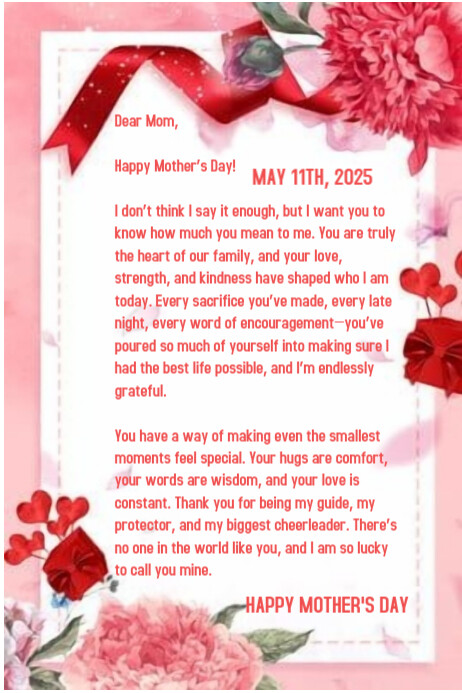 White Joyful  A Letter To Mom On Mother's Day Poster template