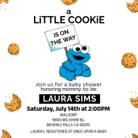 White Joyful A Little Cookie Is On The Way Baby Shower Instagram Post template