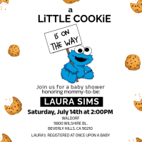 White Joyful A Little Cookie Is On The Way Baby Shower Instagram Post template