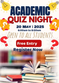 White Joyful Academic Quiz Night A1 template