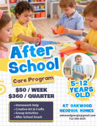 White After School Care Program Flyer Template