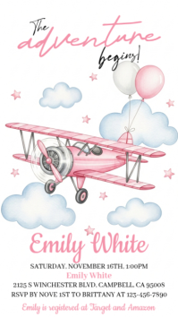 White Joyful Airplane Baby Shower Invitation Instagram Story template