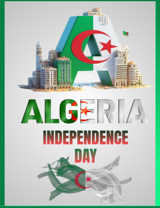 White Joyful Algeria Independence Day  Flyer (us Letter) template