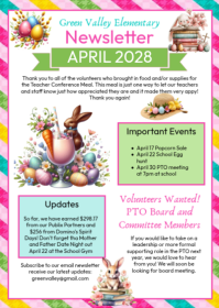White Joyful april classroom Newsletter A6 template