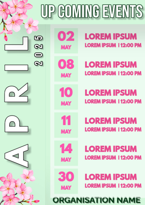 White Joyful April Event Calendar  A4 template
