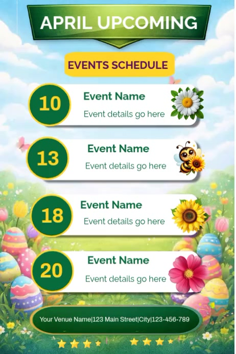 White Joyful April Events Schedule Poster Video Template | PosterMyWall