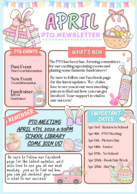 White Joyful April PTO Newsletter A4 template