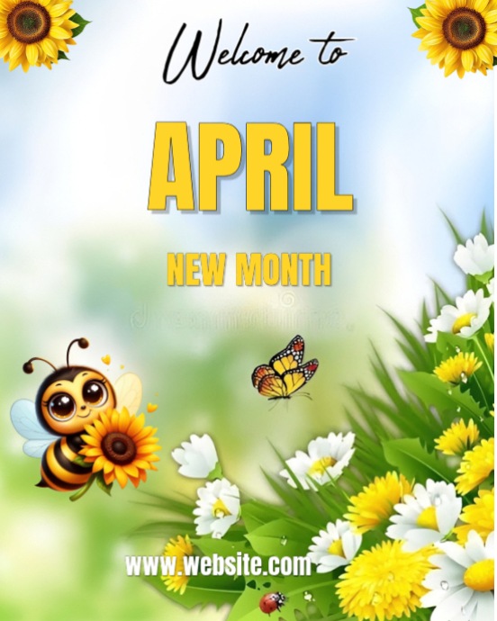 White Joyful April Welcome Instagram Portrait Template | PosterMyWall
