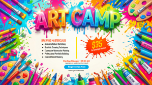 White Joyful Art Camp Digital Display Digitale Vertoning (16:9) template