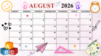 White Joyful August 2026 Calendar Presentation template