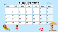 White Joyful August Calendar Digital Display (16:9) template