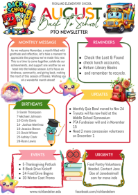 White Joyful August School Newsletter A4 template