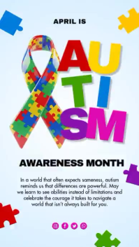 White Joyful Autism Awareness Instagram Story Video template