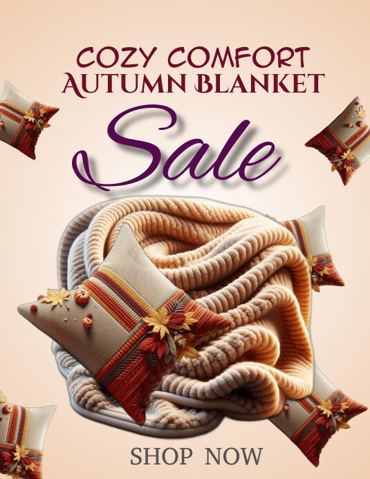 White Joyful Autumn Blanket Sale Flyer (us Le template