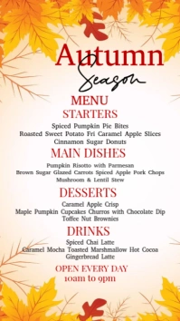 White Joyful Autumn Day Menu  Instagram Story template