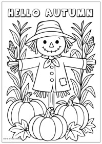 Hvid Autumn Coloring Page A4 Template