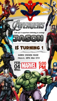 Blanco Avengers Birthday Invitation Historia de Instagram Template
