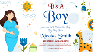 White Joyful Baby Announcement Digital Display (16:9) template