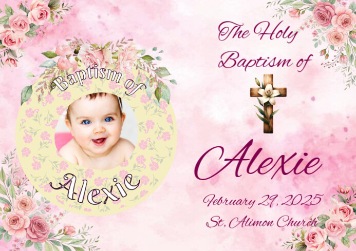 White Joyful Baby Baptism Ref Magnet Template A4
