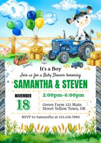 White Joyful Baby Shower A4 template