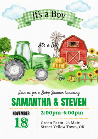 White Joyful Baby Shower A4 template