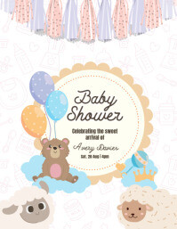 White Joyful Baby Shower Announcement/invitation  Flyer (us Letter) template