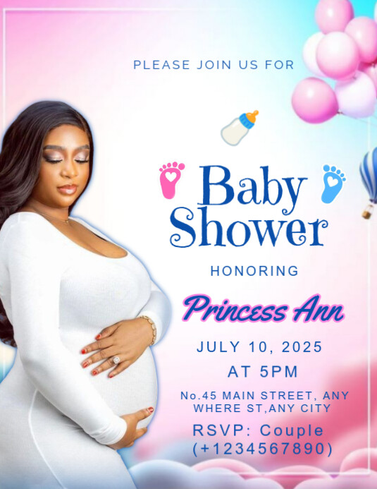 White Joyful Baby Shower  Flyer (us Letter) template