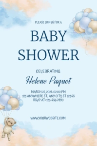 White Joyful Baby Shower Invitation Card Banner 4' × 6' template