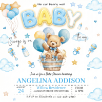 White Joyful Baby Shower Square Cuadrado (1:1) template