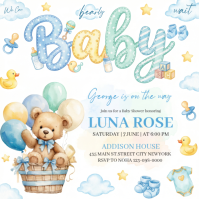 White Joyful Baby Shower Square Cuadrado (1:1) template