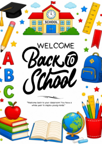 Белый Back to School A4 Template