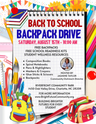 Blanco Back to School Backpack Drive Flyer Template