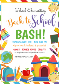 White Joyful Back to School Bash A4 template