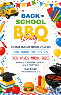 White Joyful Back to School BBQ Party Tabloid Poniekoerant template