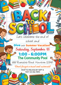 White Joyful Back to School Celebration A6 template