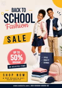 White Back to School Fashion Sale A4 Template