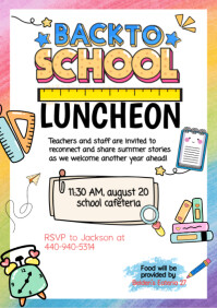 White Joyful Back To School Luncheon A4 template