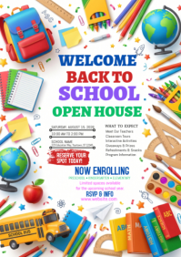 白色 Back to School Open House A2 Template