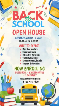 Bianco Back to School Open House Instagram-verhaal Template