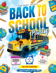 White Joyful Back to School Party Flyer template