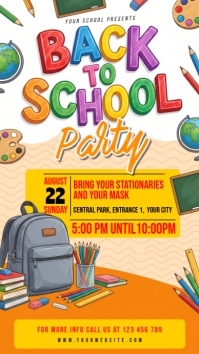White Joyful Back to School Party Instagram Story Instagram-verhaal template