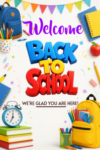 White Joyful Back to School Poster 海报 template