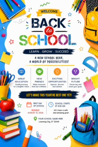 White Joyful Back to School Poster 海报 template