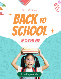 White Back to School Sale Ulotka Template