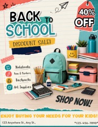 สีขาว Back to School Sale Flyer Template