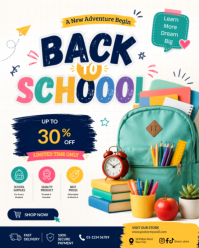 White Back to School Sale Instagram Portrait Template