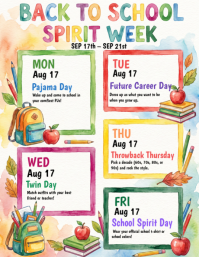 White Back to School Spirit Week Iflaya Template