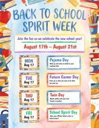 White Back to School Spirit Week Folder Template